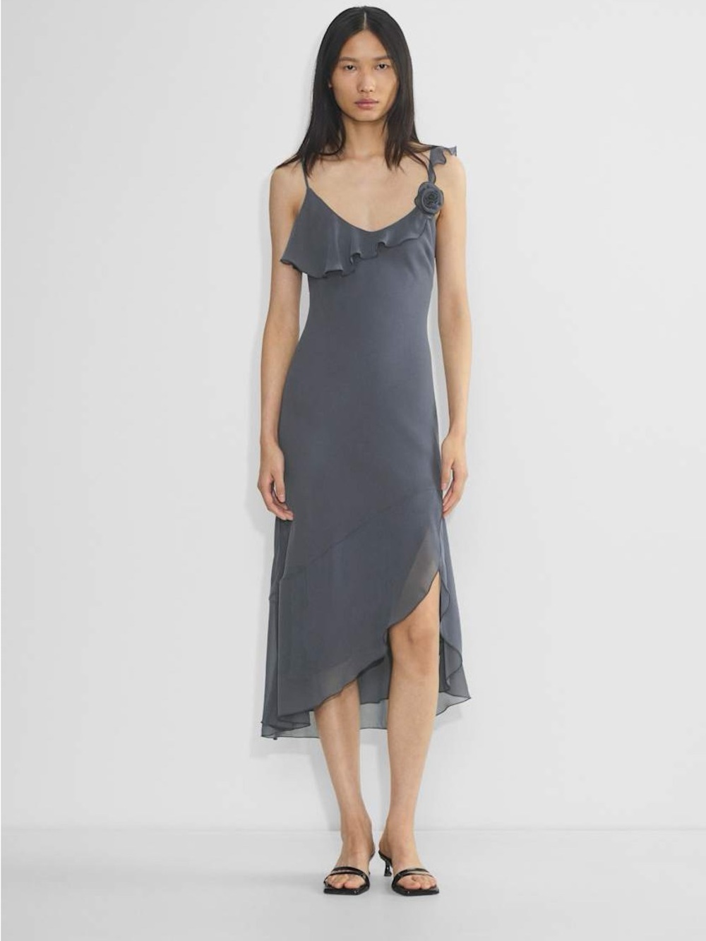Aritzia Wilfred Asymmetric Ruffle Slip Dress NWT Medium
